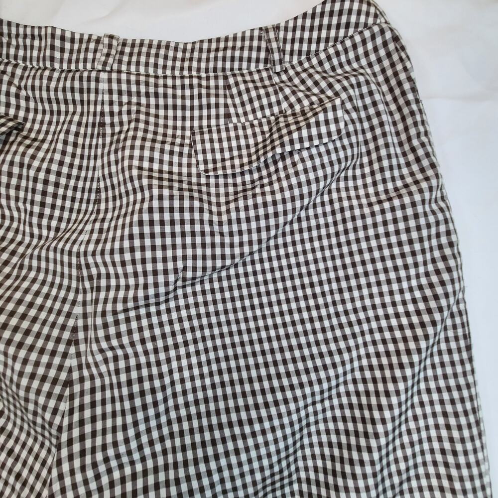 Talbots Hampshire Ankle Pants Brown White Gingham Check Cuff Silk Cotton 16 - Picture 11 of 12